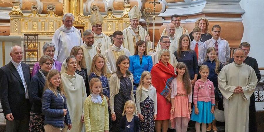 First deacons from Lithuania with Archbishop, Most Rev Lionginas Virbalas and their families