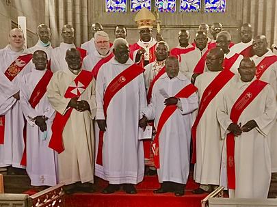 The deacons of the Archdiocese of Pretoria celebrate their renewal of ordination promises to Archbishop Dabula Mpako at the Cathedral of the Sacred Heart on the Feast of St Lawrence, deacon and martyr.