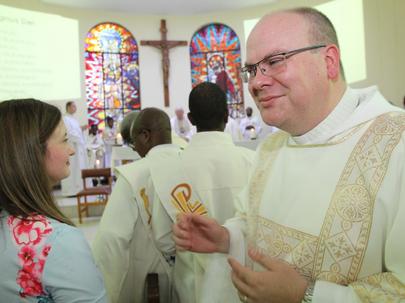 Deacon Callum Scott and his wife, Mary-Ann, on his ordination day.