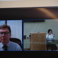 Deacon Tom Dubois, manager NADD, connected via video conference